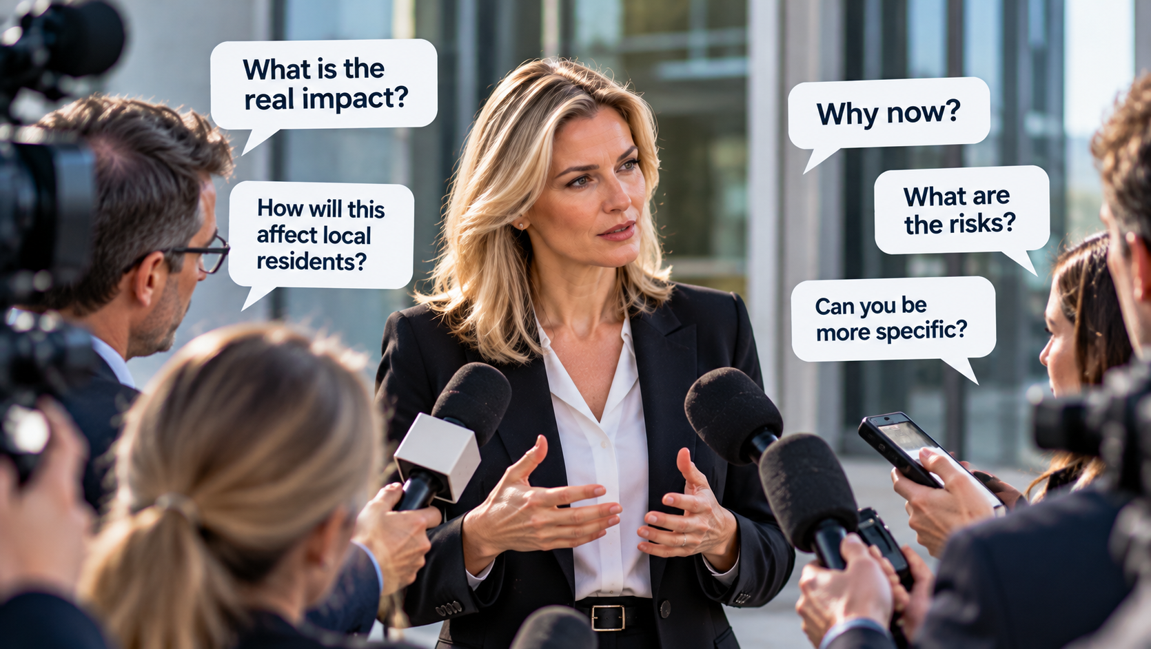 A spokesperson faces detailed questions from reporters